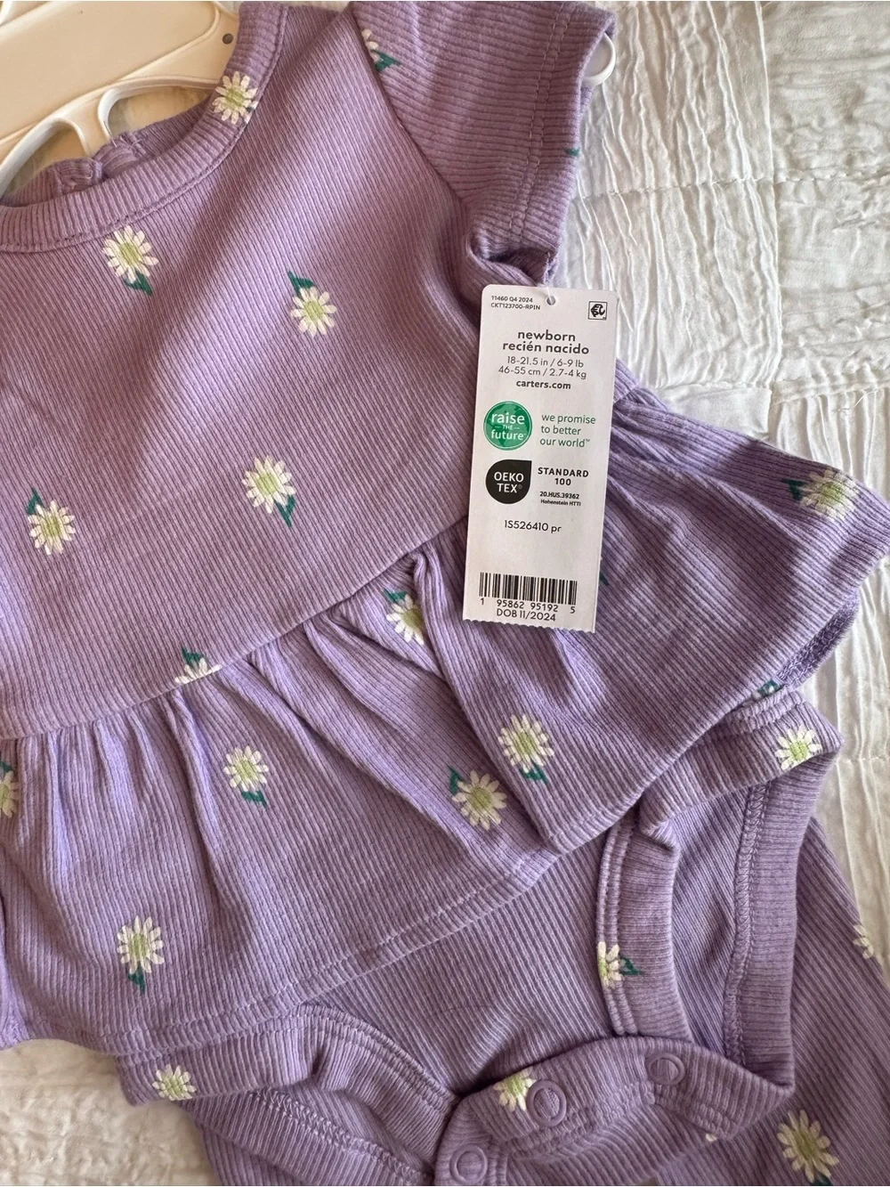 Carter's Lilac Daisy Peplum Bodysuit
